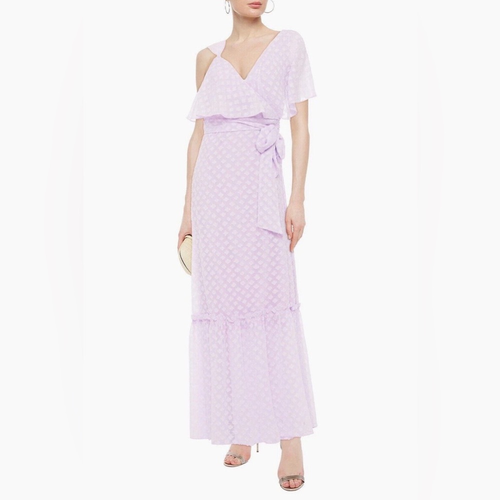 NWT Diane von Furstenberg DVF Ella Ruffled Chiffon Maxi Wrap Dress MSRP$698